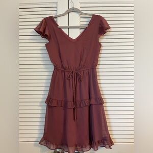 Mini - Elegant Mauve woman’s Dress Color : dark pink